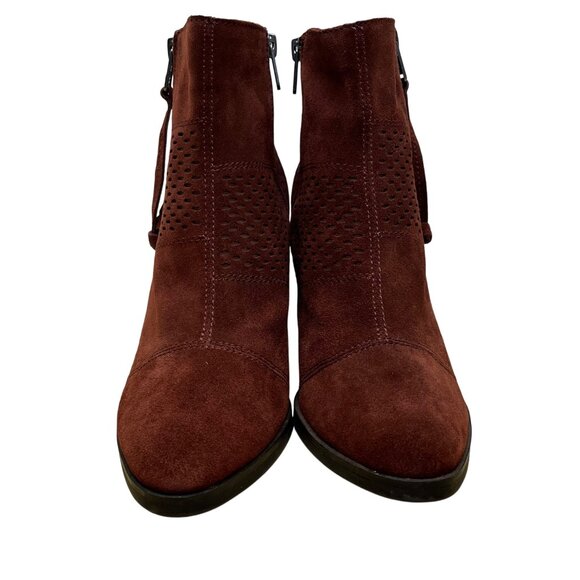 Lucky Brand Women’s Burgundy Suede Block Heel Ramses Ankle Boots Size 8.5M - Picture 2 of 10